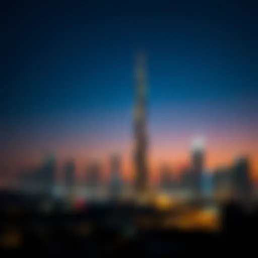 Stunning skyline of Dubai at sunset