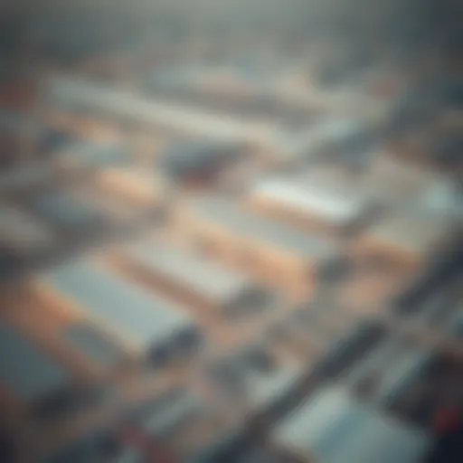 Aerial view of Ras Al Khor industrial zone showcasing various warehouses