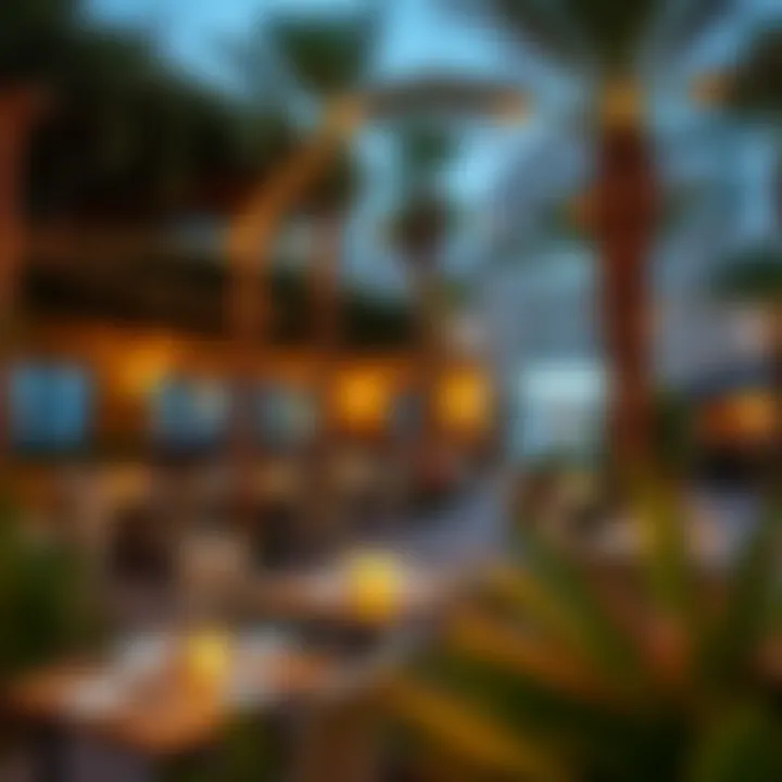 Charming outdoor dining area with ambient lighting