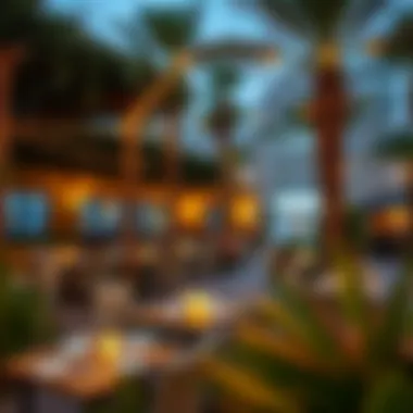 Enchanting Outdoor Dining Experience Charming outdoor dining area with ambient lighting