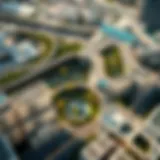 A stunning aerial view of Dubai's Garden in the Sky showcasing lush greenery amidst urban architecture