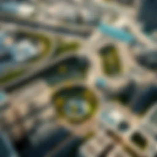A stunning aerial view of Dubai's Garden in the Sky showcasing lush greenery amidst urban architecture