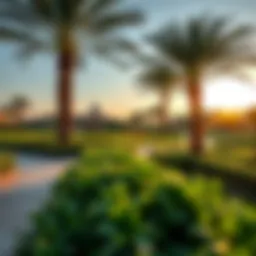 Lush landscape of Gardens of Jebel Ali