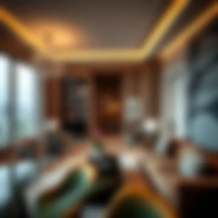 Interior of a luxury apartment in Garhoud Complex highlighting design elements