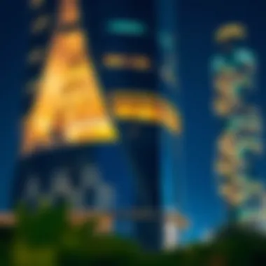 Architectural Design of Hamdan Tower Close-up of Hamdan Tower's innovative architectural features and design elements