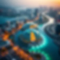 Aerial view of the Heart of Europe project showcasing its unique architecture and design