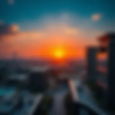 Stunning sunset view over the Heart of Europe, highlighting the integration of nature and architecture