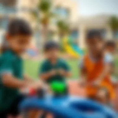 Engaging Outdoor Activities Children participating in outdoor activities in a spacious playground