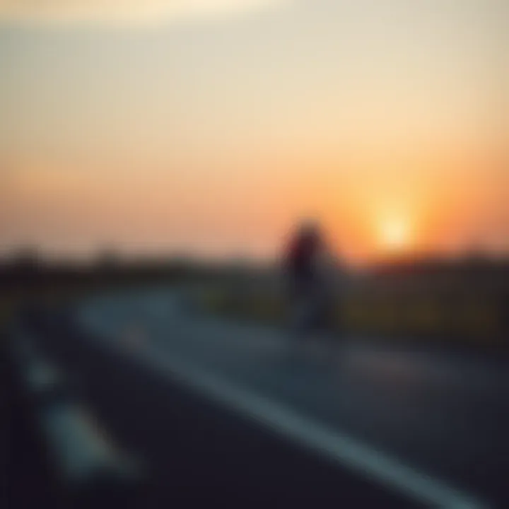 Cyclist enjoying the track against a sunset backdrop