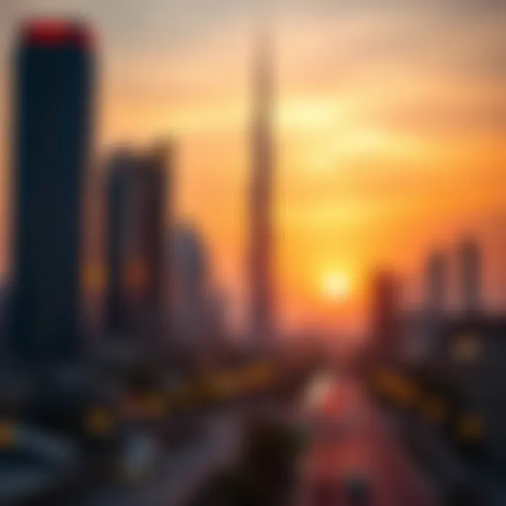 Dubai Skyline at Sunset Dubai skyline at sunset during Ramadan