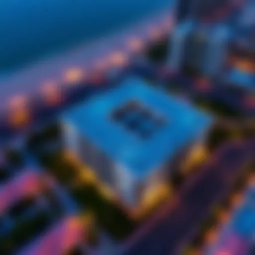 Aerial view of Jumeirah Beach Residence showcasing parking areas