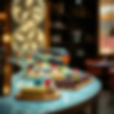 Exquisite dessert display at a La Mer restaurant