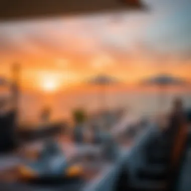 Oceanfront dining experience at sunset