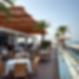 Panoramic view of La Mer Beach restaurants