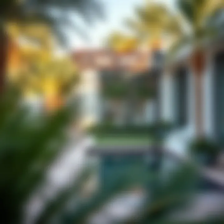 Serene outdoor space at Le Meridien Villas with lush landscaping