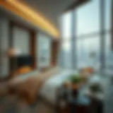 Luxury hotel suite with views of the Burj Khalifa