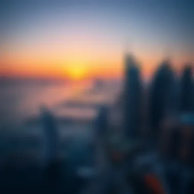 Breathtaking Sunset View Over Dubai Marina Stunning view of Dubai Marina at sunset