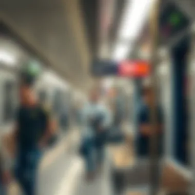 Busy Scene at Metro Dubai during Peak Hours Passengers utilizing Metro Dubai during peak hours
