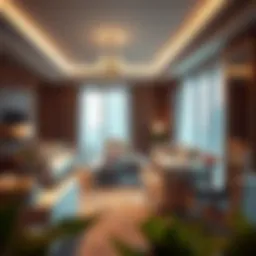 Luxurious living room interior of Movenpick Hotel Apartment