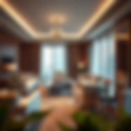 Luxurious living room interior of Movenpick Hotel Apartment