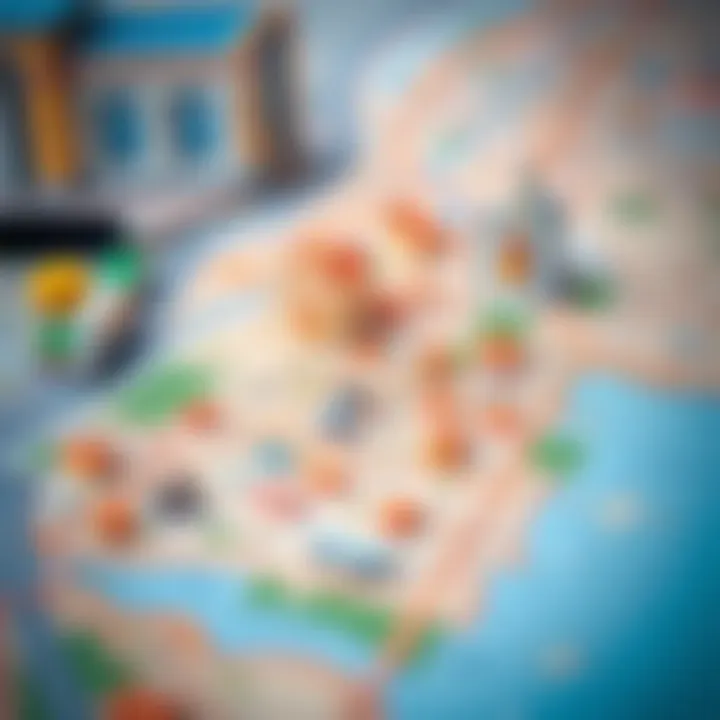 A map highlighting different neighborhoods in Sharjah