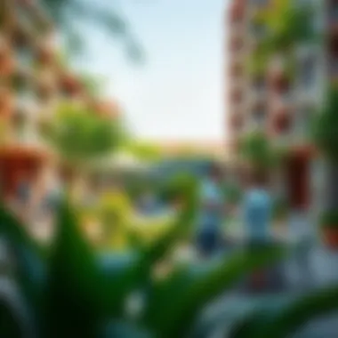 Lush Community Spaces Promoting Interaction Vibrant community space filled with lush greenery