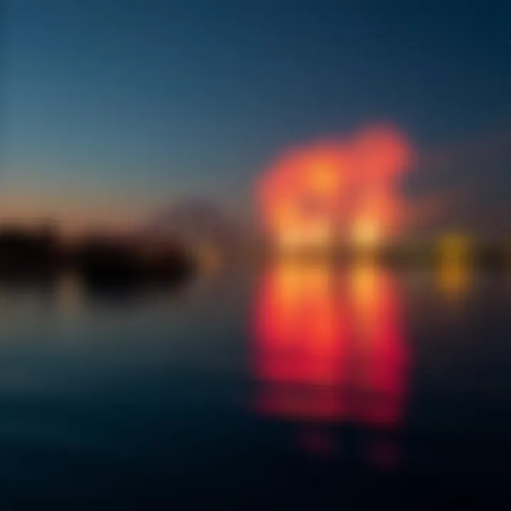 Stunning reflection of fireworks on water during Dubai's National Day celebration.