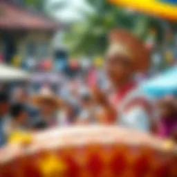 A vibrant community festival celebrating national heritage with traditional music and dance.