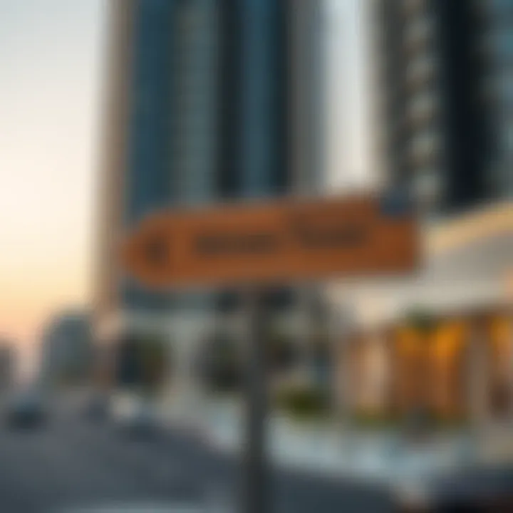 Directional Signage to Almas Tower Signage and directions leading to Almas Tower