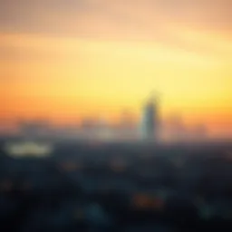 Scenic view of Abu Dhabi skyline during sunrise