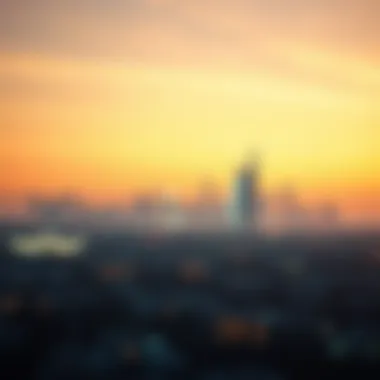Abu Dhabi Skyline at Sunrise Scenic view of Abu Dhabi skyline during sunrise