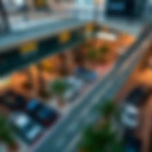 Aerial view showcasing the parking facilities at Dubai Mall