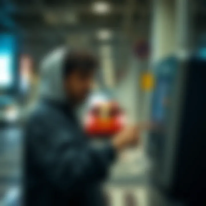User interacting with a digital parking payment machine
