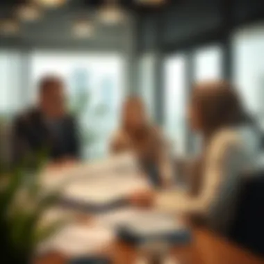 Real Estate Consultation Real estate agent discussing plans with clients in an office