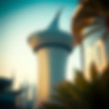 Innovative Design of a Dubai Observation Tower A close-up of the innovative design of a Dubai observation tower