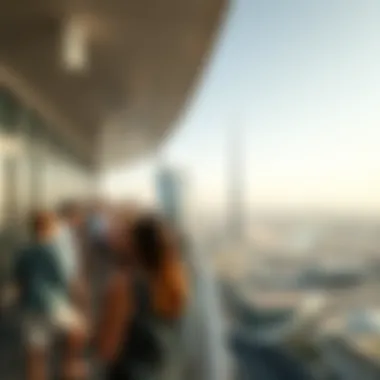 Tourists at Observation Deck in Dubai Tourists enjoying the view from an observation deck in Dubai
