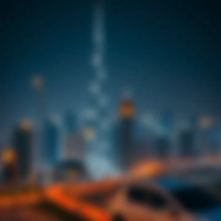 One Zabeel Illuminated in Dubai's Night Skyline Nighttime skyline of Dubai featuring One Zabeel illuminated