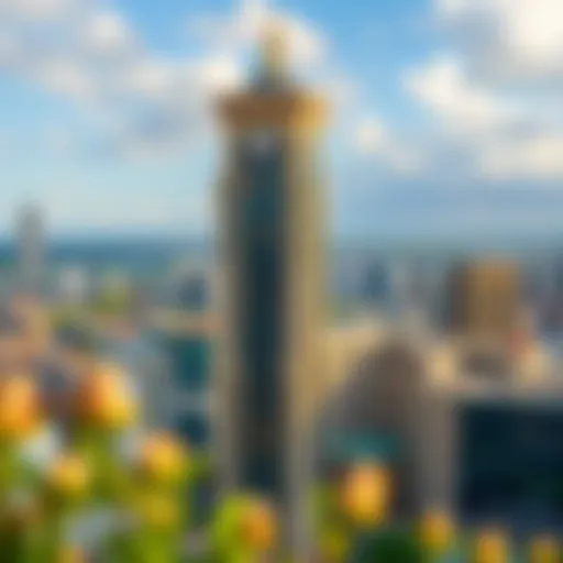 Aerial view of Palace Tower showcasing its unique architectural design