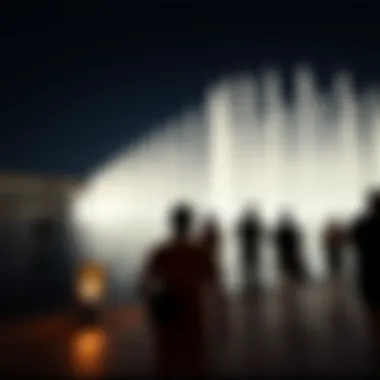 Visitors at Palm Jumeirah Fountain Visitors enjoying the dazzling fountain show