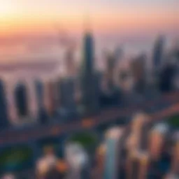 Aerial view showcasing Dubai's iconic skyscrapers