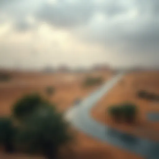 A mesmerizing view of rain over the desert landscape in the UAE