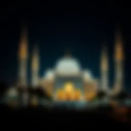 A beautifully lit mosque during Ramadan nights