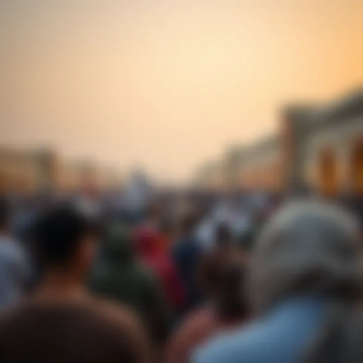 Community gathering for prayers during Ramadan