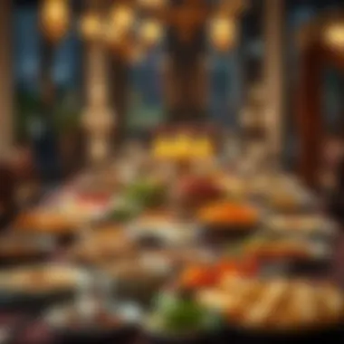 Iftar Table Filled with Culinary Delights Traditional iftar table set with various delicacies