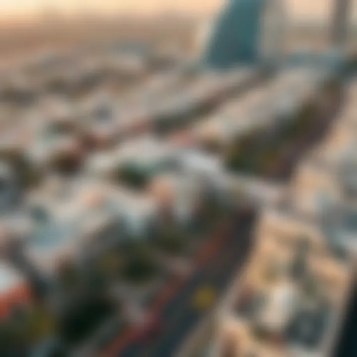 Aerial view of Dubai neighborhoods showcasing studio apartments