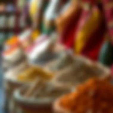 Traditional Herbs and Spices in Colorful Bags Traditional herbs and spices in colorful bags