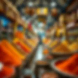 Vibrant displays of spices at Spice Souk