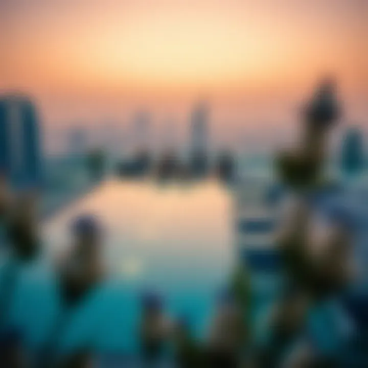 An exquisite rooftop pool with breathtaking views of Dubai's skyline