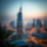 Stunning view of the Apricot Tower against the Dubai skyline
