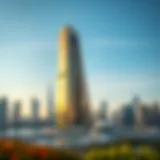 Stunning view of the Golden Tower with Dubai skyline